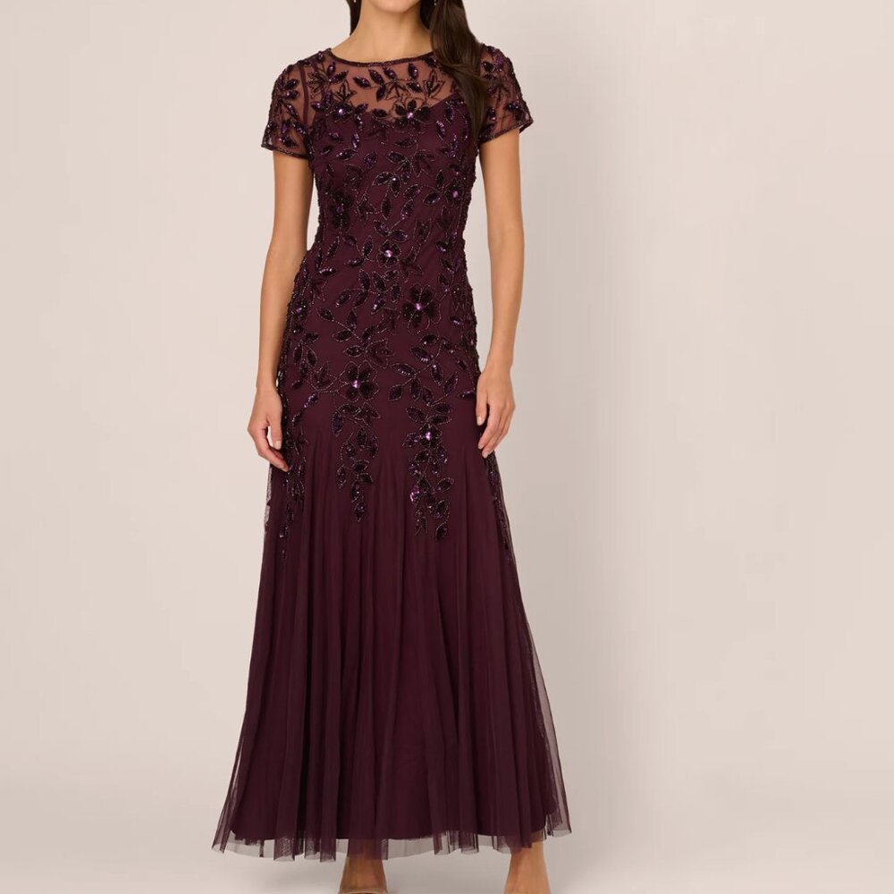 Adrianna Papell Hand Beaded Gown Size 10 New with Tags